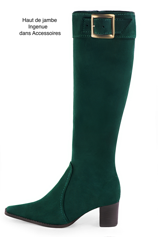 French elegance and refinement for these forest green feminine knee-high boots, 
                available in many subtle leather and colour combinations. Record your foot and leg measurements.
We will adjust this pretty boot with zip to your measurements in height and width.
You can customise your boots with your own materials, colours and heels on the 'My Favourites' page.
To style your boots, accessories are available from the boots page. 
                Made to measure. Especially suited to thin or thick calves.
                Matching clutches for parties, ceremonies and weddings.   
                You can customize these knee-high boots to perfectly match your tastes or needs, and have a unique model.  
                Choice of leathers, colours, knots and heels. 
                Wide range of materials and shades carefully chosen.  
                Rich collection of flat, low, mid and high heels.  
                Small and large shoe sizes - Florence KOOIJMAN